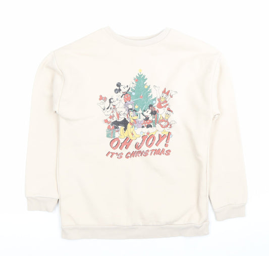 Disney at George Girls Beige Christmas Mickey Sweatshirt 9-10Y Pullover