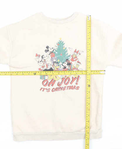 Disney at George Girls Beige Christmas Mickey Sweatshirt 9-10Y Pullover
