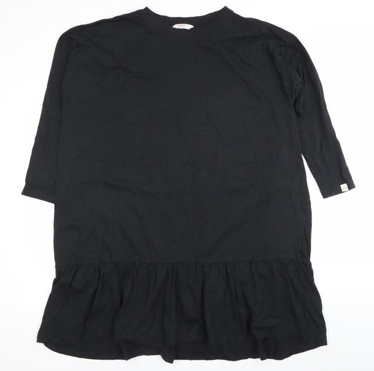 John Lewis Women Black Cotton 3/4 Sleeve T-Shirt Dress L