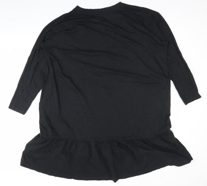 John Lewis Women Black Cotton 3/4 Sleeve T-Shirt Dress L