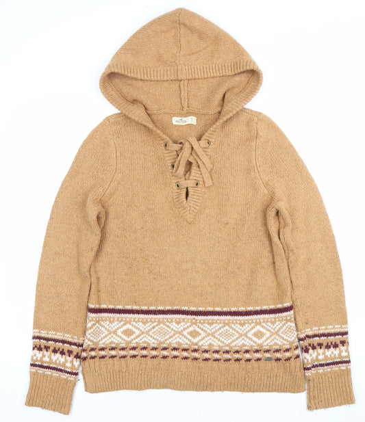 Womens UK Size S Hollister Brown Pullover Jumper