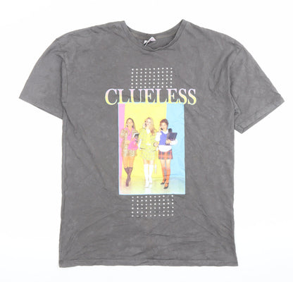 George Clueless Teens Grey Cotton Studded Graphic T-Shirt M 12-14Y
