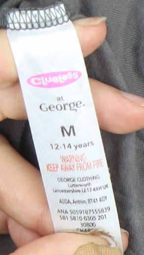 George Clueless Teens Grey Cotton Studded Graphic T-Shirt M 12-14Y