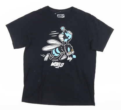 World Projects Men’s Black Graphic Print T-Shirt Size L