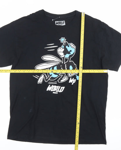 World Projects Men’s Black Graphic Print T-Shirt Size L