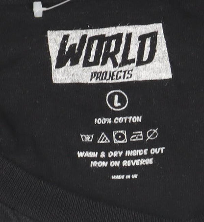 World Projects Men’s Black Graphic Print T-Shirt Size L