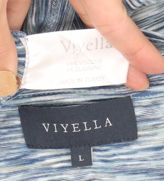 Womens UK Size L Viyella Blue Basic T-Shirt