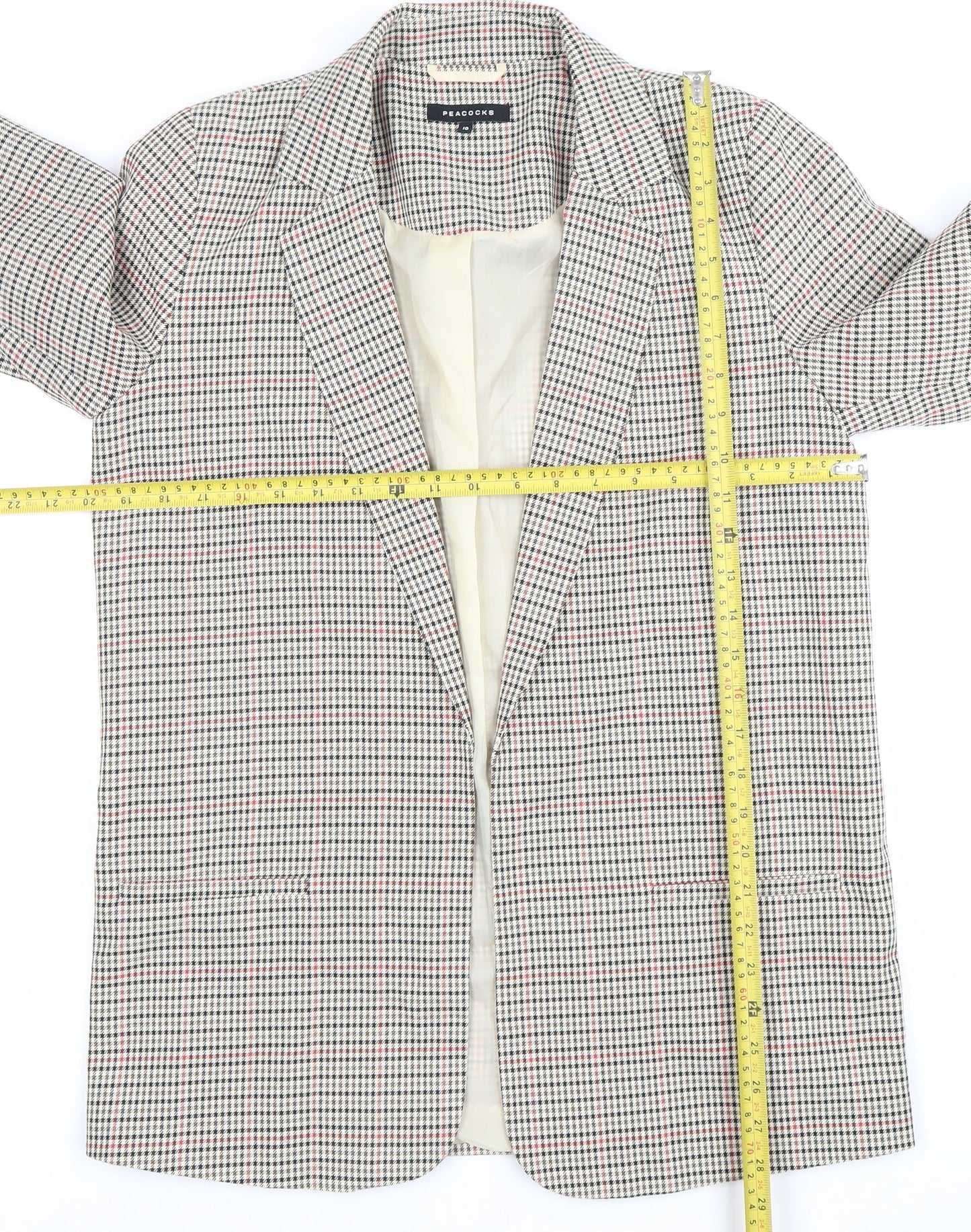 Peacocks Womens Multicoloured Checked Blazer Jacket Size 10