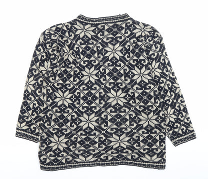 C&A Girls Black White Fair Isle Pullover Jumper 11-12 Years