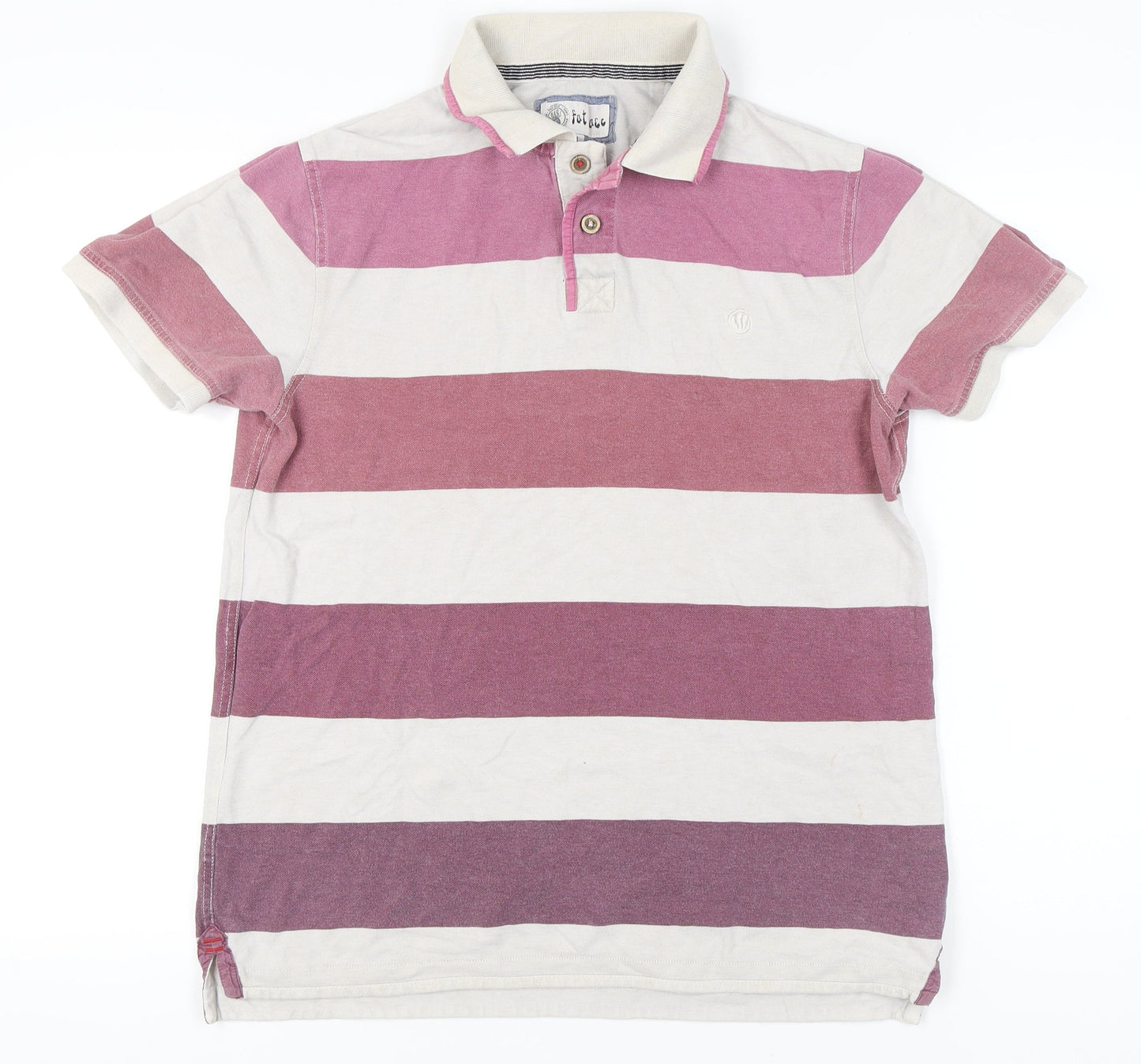 Fat Face Men’s Red White Striped Polo Shirt Cotton M Regular