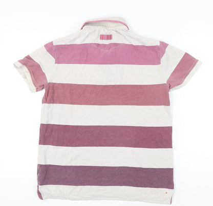 Fat Face Men’s Red White Striped Polo Shirt Cotton M Regular