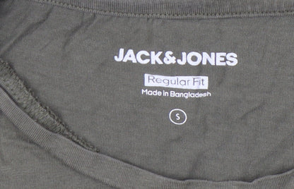 Jack & Jones Men’s Green Small Regular Fit Cotton Crew Neck T-Shirt