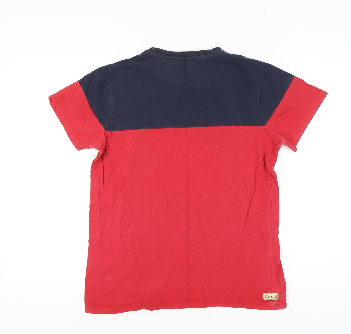 Weekend Offender Mens Medium Red Blue Colourblock Cotton T-Shirt