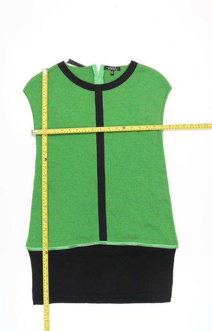 Kovo Maxazria Women’s Green Black Colourblock Shift Dress L