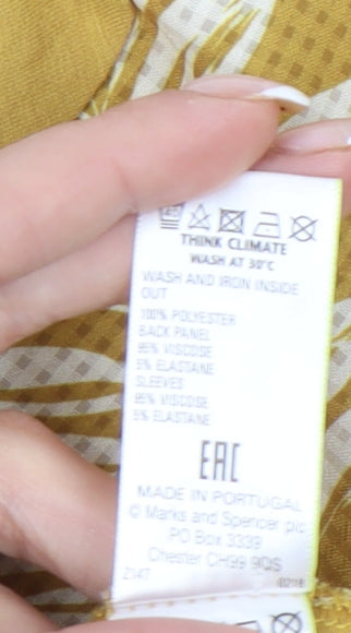 Womens UK Size 12 Marks and Spencer Yellow Wrap Blouse