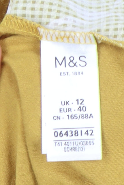 Womens UK Size 12 Marks and Spencer Yellow Wrap Blouse