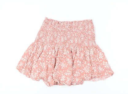 New Look Women’s Pink Floral Flared Short Skirt Size 8