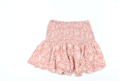 New Look Women’s Pink Floral Flared Short Skirt Size 8