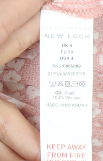 New Look Women’s Pink Floral Flared Short Skirt Size 8