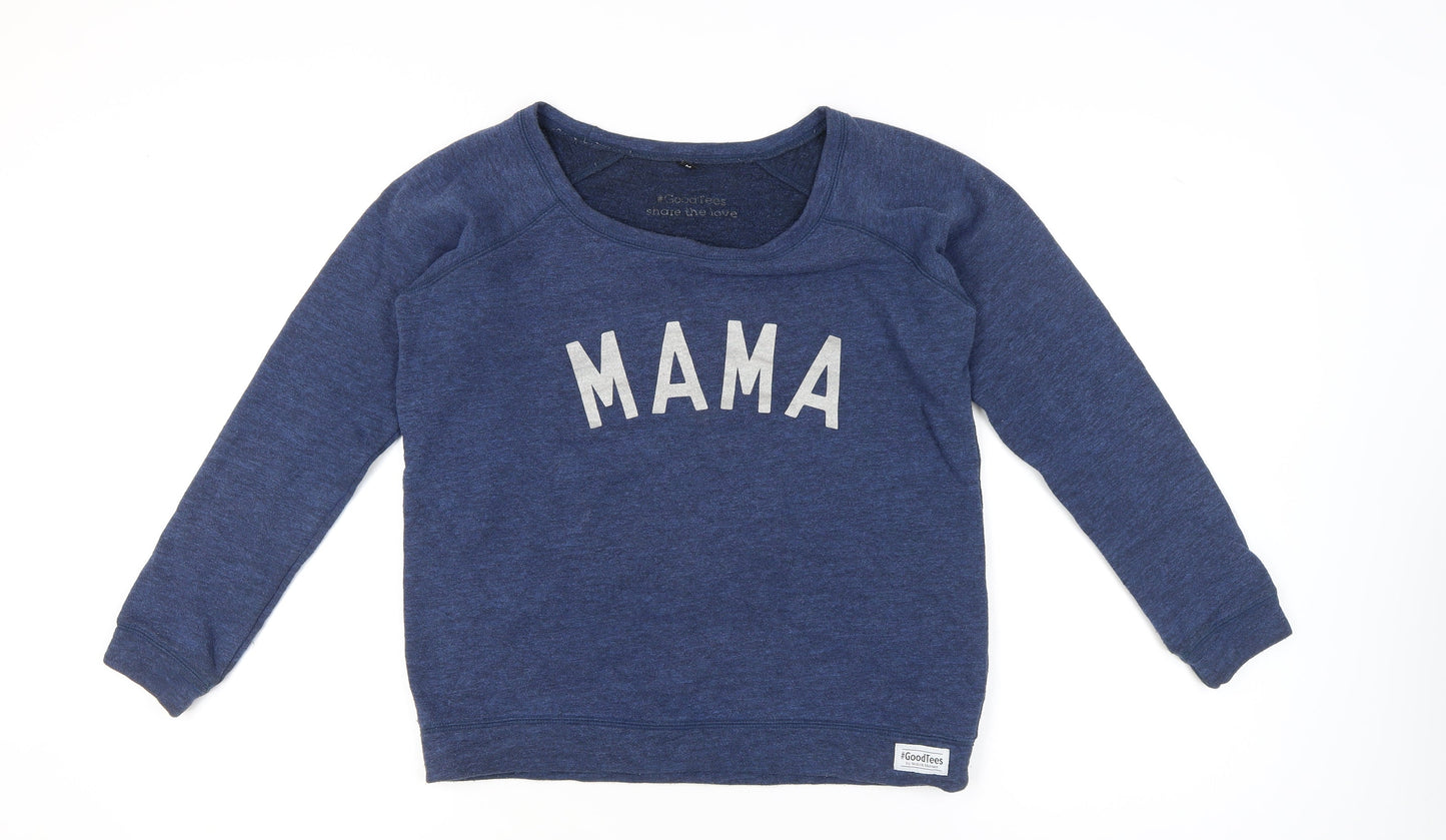 Selfish Mother Women’s Blue Pullover Sweatshirt Medium MAMA Print