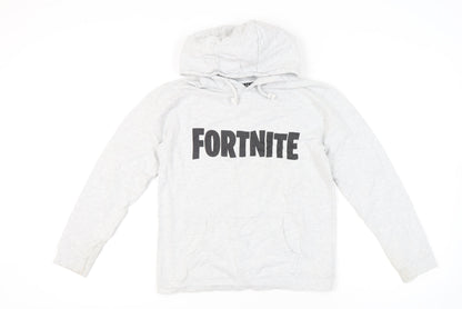Fortnite Boys Grey Pullover Hoodie 9-10 Years Long Sleeve Graphic Print