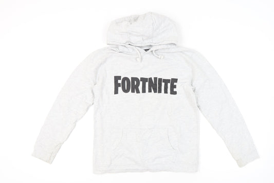 Fortnite Boys Grey Pullover Hoodie 9-10 Years Long Sleeve Graphic Print