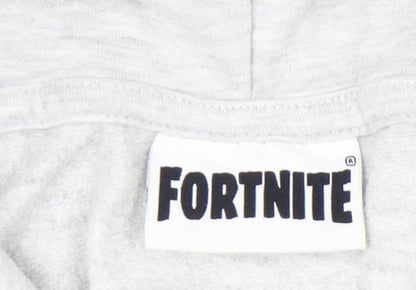 Fortnite Boys Grey Pullover Hoodie 9-10 Years Long Sleeve Graphic Print