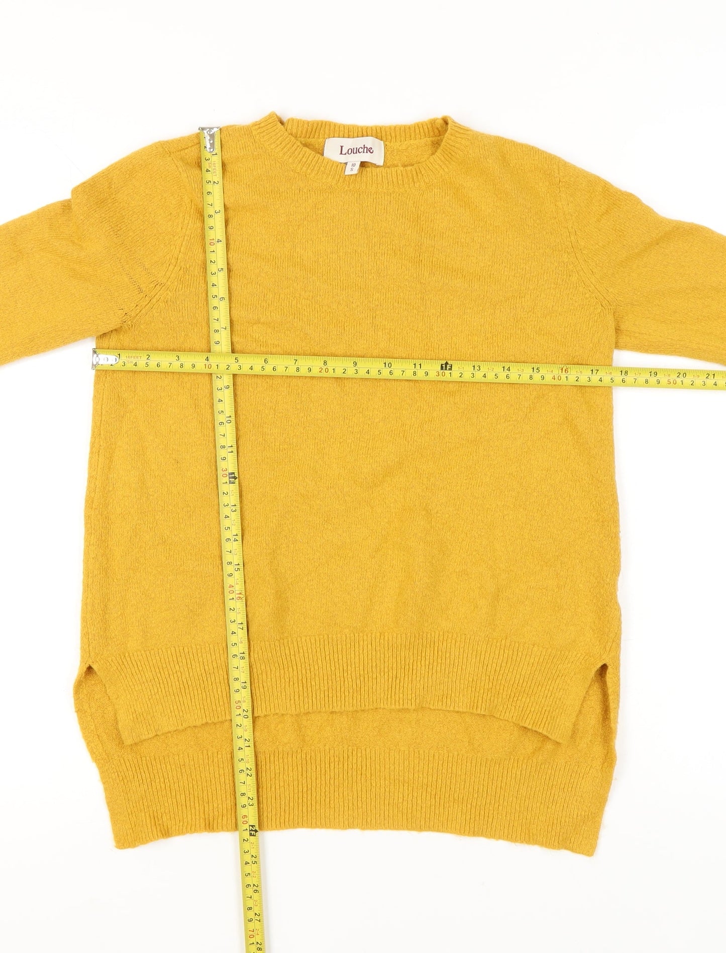 Louche Womens Yellow Jumper Size 10 Small Crew Neck Pullover Knit