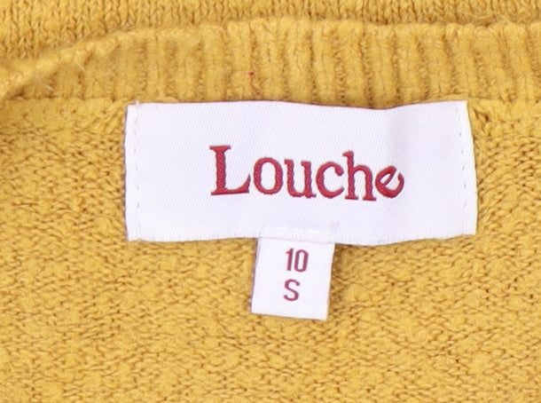 Louche Womens Yellow Jumper Size 10 Small Crew Neck Pullover Knit