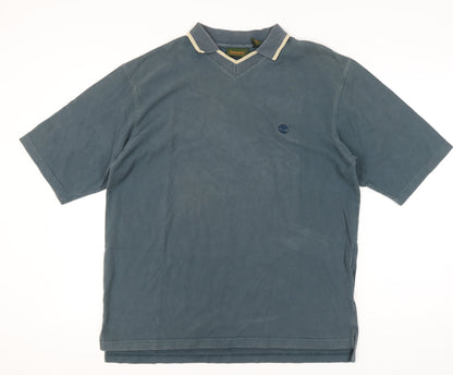 Timberland Men’s Blue Cotton Polo Shirt L Short Sleeve Classic