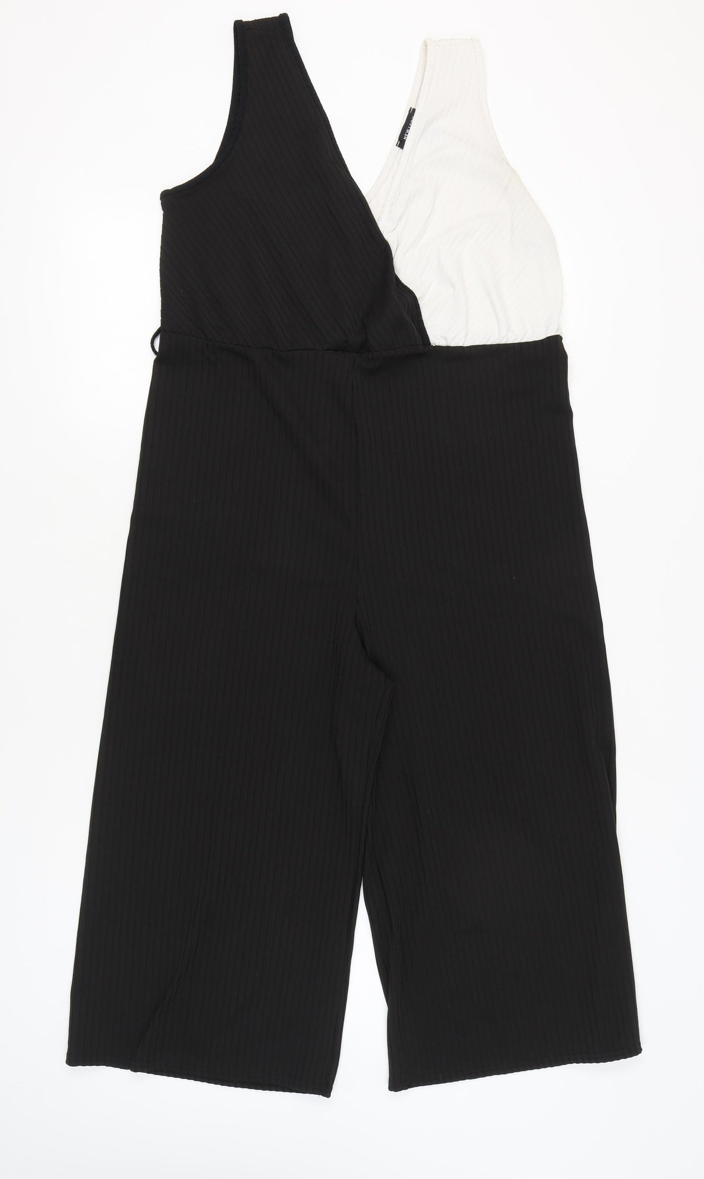 New Look Womens Black White One Shoulder Jumpsuit Size 14