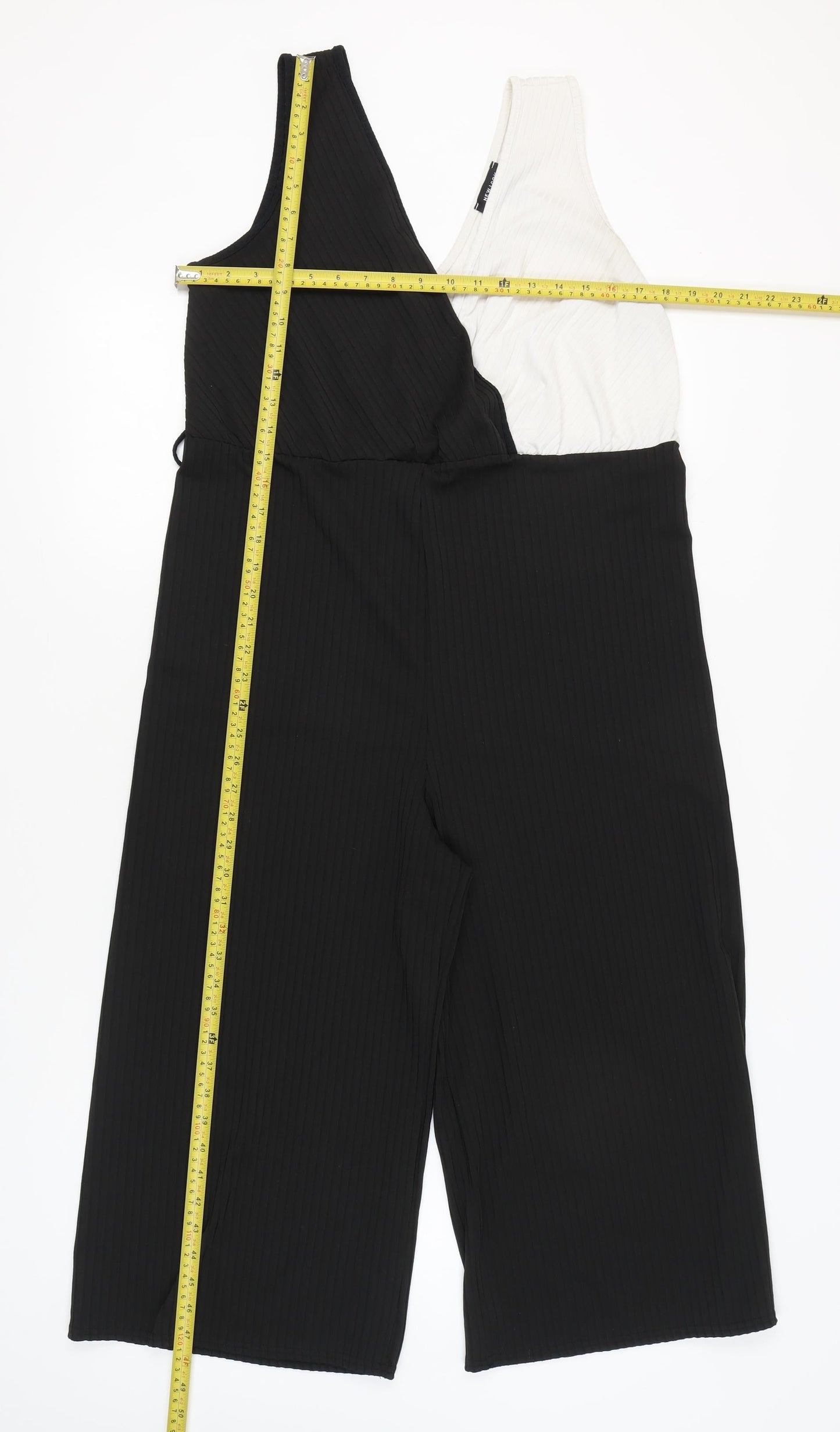 New Look Womens Black White One Shoulder Jumpsuit Size 14
