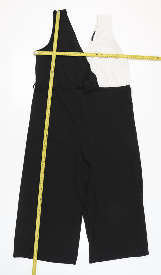 New Look Womens Black White One Shoulder Jumpsuit Size 14