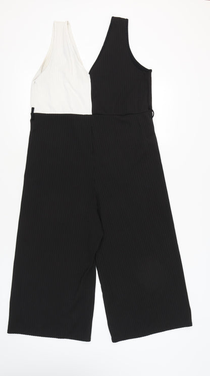 New Look Womens Black White One Shoulder Jumpsuit Size 14
