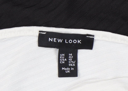 New Look Womens Black White One Shoulder Jumpsuit Size 14