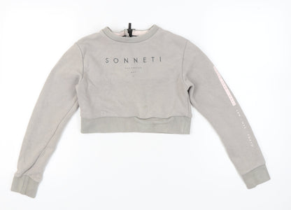 Sonneti Girls Grey Logo Pullover Sweatshirt 12-13Y Crew Neck Long Sleeve