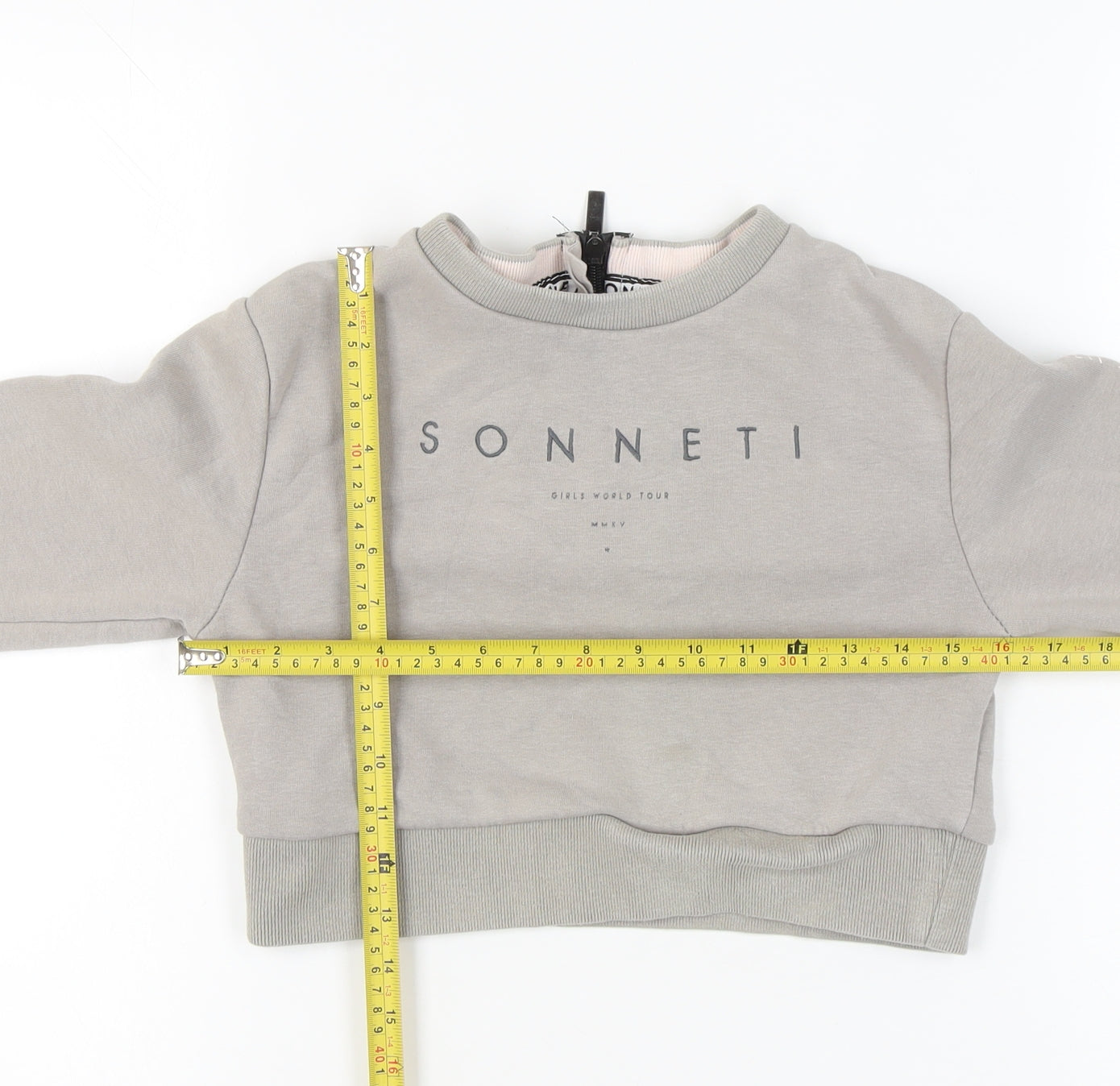 Sonneti Girls Grey Logo Pullover Sweatshirt 12-13Y Crew Neck Long Sleeve