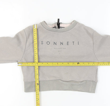 Sonneti Girls Grey Logo Pullover Sweatshirt 12-13Y Crew Neck Long Sleeve