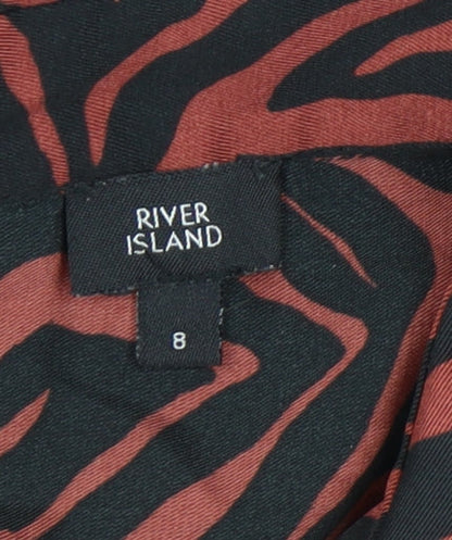 Womens UK Size 8 River Island Multicoloured Basic Button-Up