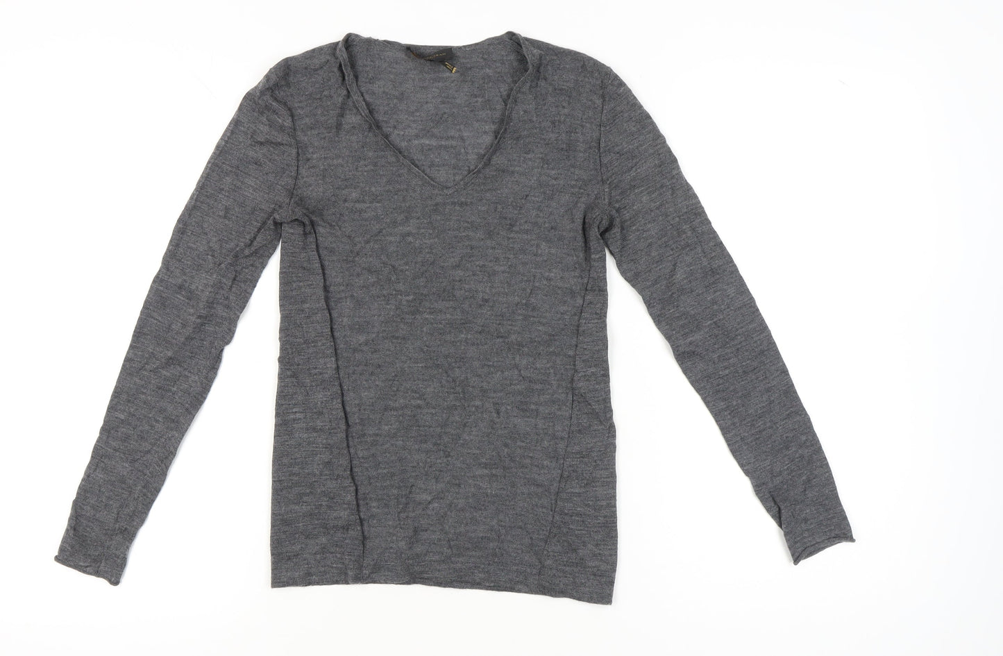 Donna Karan Womens Grey XS Wool V-Neck Pullover Jumper