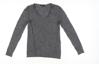 Donna Karan Womens Grey XS Wool V-Neck Pullover Jumper