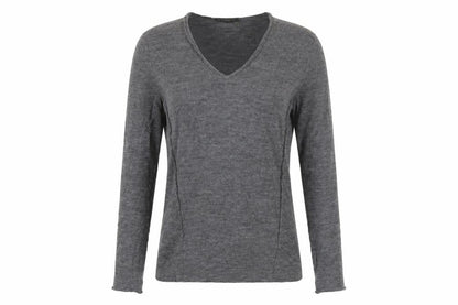 DKNY Womens Grey XS Wool V-Neck Pullover Jumper