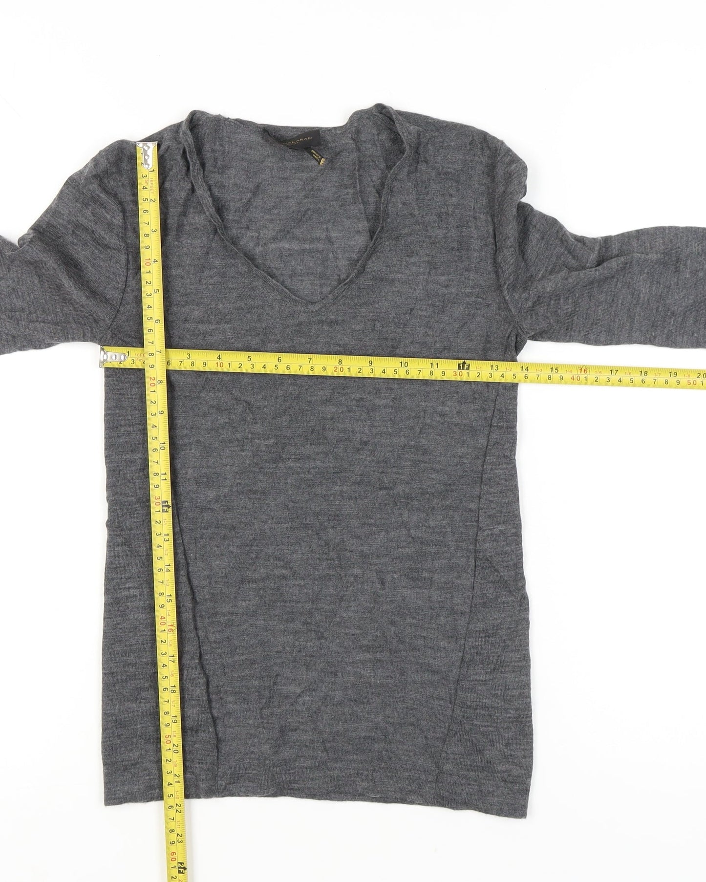Donna Karan Womens Grey XS Wool V-Neck Pullover Jumper