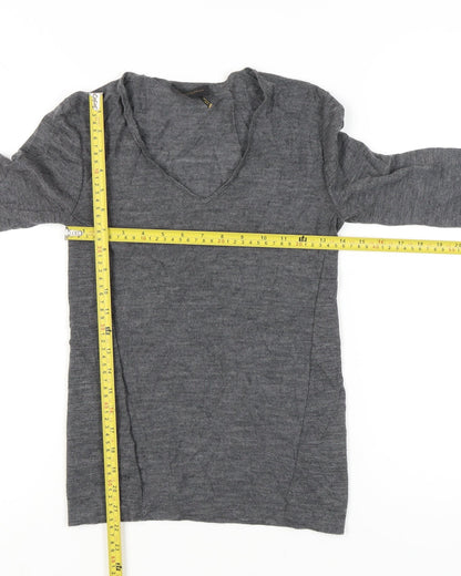 Donna Karan Womens Grey XS Wool V-Neck Pullover Jumper