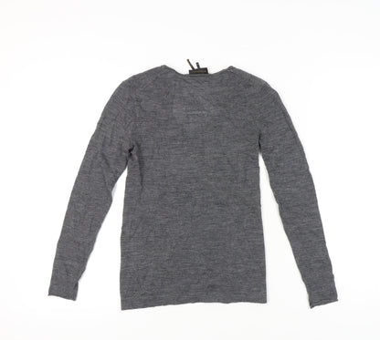Donna Karan Womens Grey XS Wool V-Neck Pullover Jumper