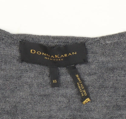 Donna Karan Womens Grey XS Wool V-Neck Pullover Jumper