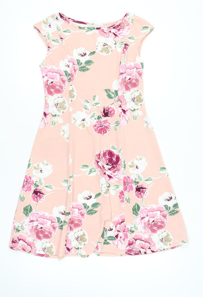 Ronni Nicole Womens Pink Floral Fit & Flare Dress Size 10