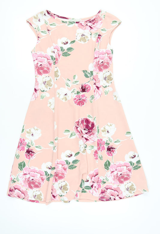 Ronni Nicole Womens Pink Floral Fit & Flare Dress Size 10