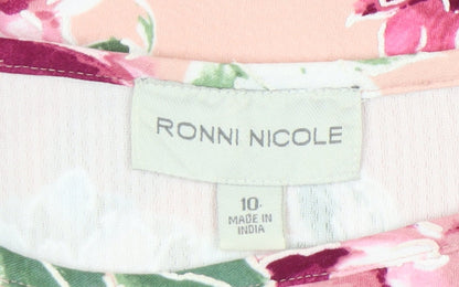 Ronni Nicole Womens Pink Floral Fit & Flare Dress Size 10