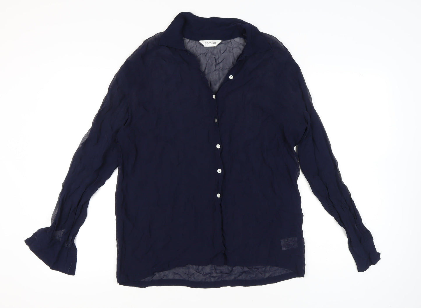 Womens UK Size 10 Topshop Blue Basic Button-Up